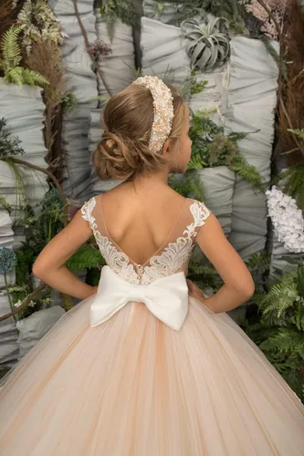 Miniatura 2 de Vestidos de Navidad para niña de las flores para boda, vestido de baile de encaje con cuentas de tul mini nu