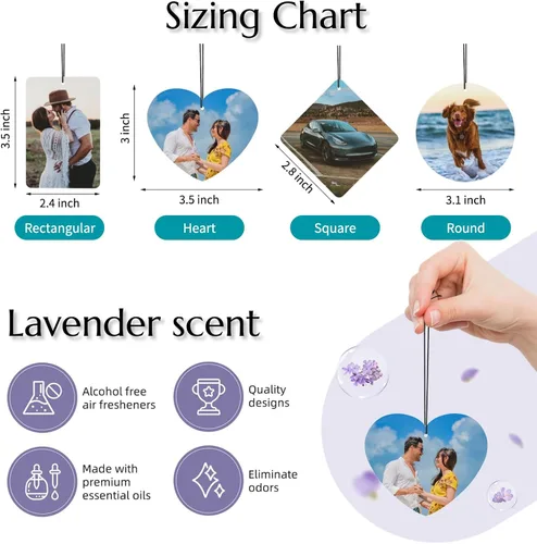 Miniatura 2 de Ambientador personalizado para automóvil, diseña el tuyo con imagen de texto fotográfico, regalo personalizado para cumpleaños del día de San