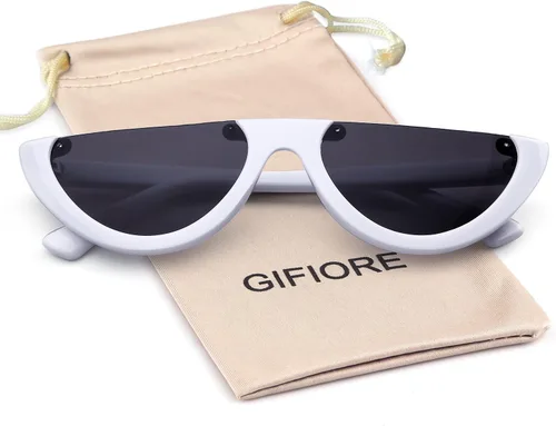 Miniatura 7 de GIFIORE Gafas de sol semi sin montura vintage retro medio redondas