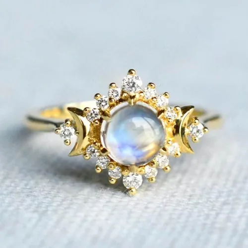 Miniatura 2 de Anillos de compromiso con la vida en anillos de luna y sol, anillos de aniversario de compromiso, boda celestial, regalos de moda para damas
