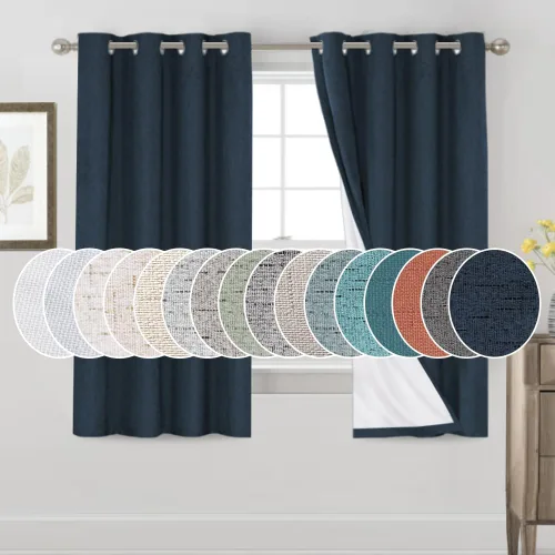 Miniatura 45 de Primitive - Cortinas opacas 100 % de lino texturizado natural para dormitorio, sala de estar, cortinas para ahorra energía, tela de arpillera