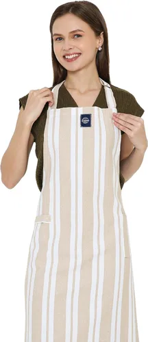 Miniatura 14 de Encasa XO Delantales de cocina de algodón para mujeres y hombres con bolsillo y bucle para toalla, correa ajustable para cuello y espalda
