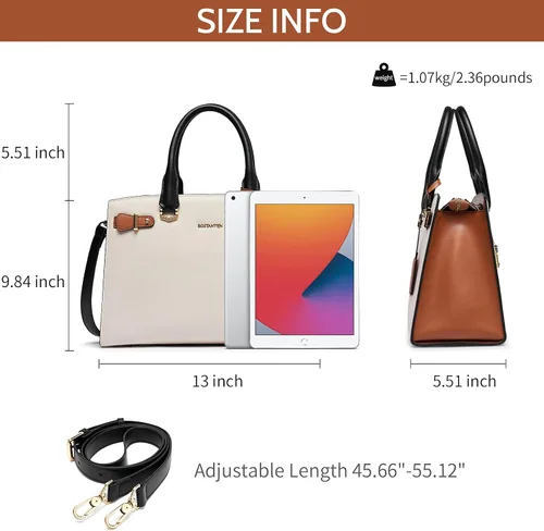 Miniatura 6 de BOSTANTEN Bolso de cuero para mujer, bolso de diseñador con asa superior, bolso cruzado, Bolsas colgantes de cuero para mujer