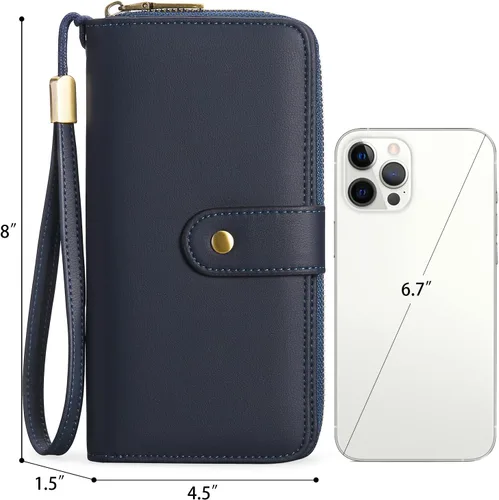 Miniatura 3 de GAEKEAO Cartera de mano para mujer, con bloqueo RFID, de piel, de gran capacidad, con correa de mano