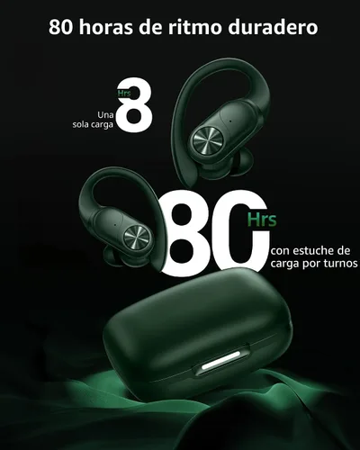 Miniatura 2 de PocBuds Auriculares Bluetooth Inalámbricos 80hrs Tiempo de Reproducción Estuche de Carga Inalámbrica Pantalla Digital Auriculares Deportivos