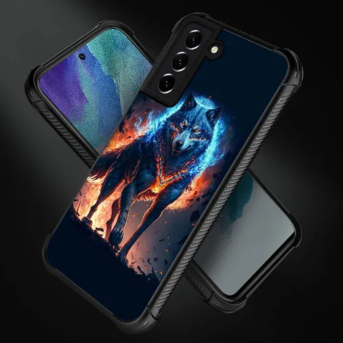 Miniatura 4 de ZHEGAILIAN Funda compatible con Samsung Galaxy S22, diseño gráfico de lobo en el cielo, acrílico, a prueba de golpes, antiarañazos, funda rígida