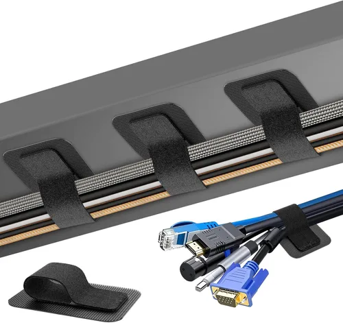 Miniatura 8 de Gestión de cables debajo del escritorio, 【Hasta 15 cables】【Soporte de cables mejorado】 Organizador de cables, cintas de cable ajustables con gancho