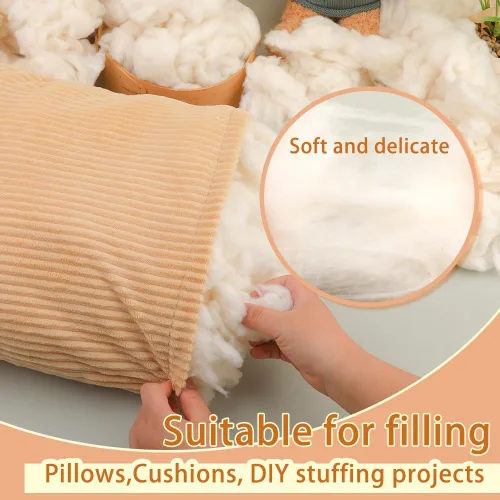 Miniatura 3 de Algodón de 4.4 libras para relleno de almohada, relleno de algodón natural suave, relleno de fibra cálida de algodón para animales de peluche