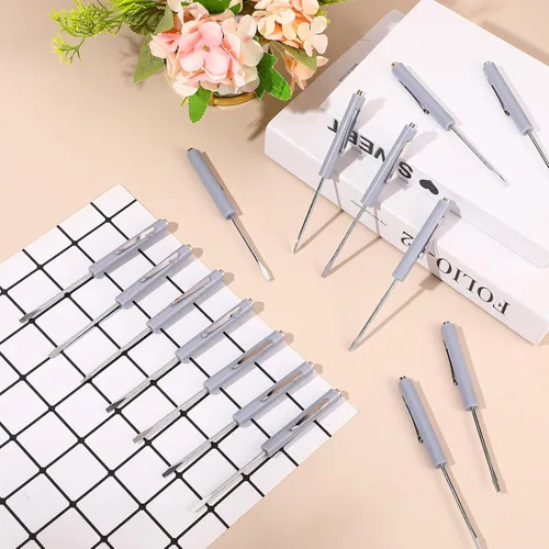 Miniatura 5 de Honoson 10 Piezas de Destornillador de Bolsillo Mini con Parte Superior y Clips de Bolsillo Magnéticos, Destornillador Pequeño Ranurado con Cabeza