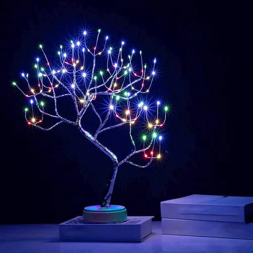 Miniatura 12 de PXBNIUYA Paquete de 2 decoración de habitación, 20 pulgadas, 108 luces LED de árbol bonsái de mesa, lámpara de árbol artificial para bricolaje