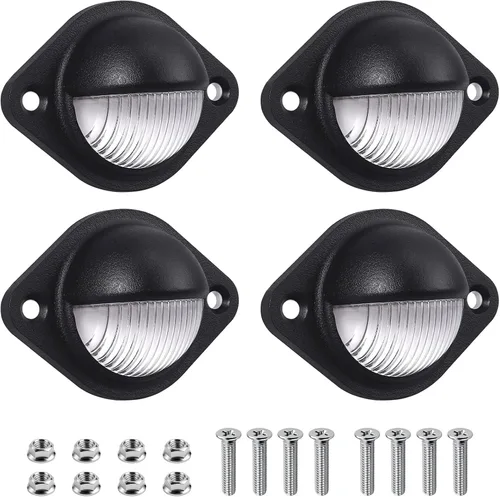 Miniatura 10 de Justech 2 luces LED para placa de matrícula de 3 luces impermeables, resistentes a los golpes, 12 V 24 V para camiones, SUV, remolques, caravanas