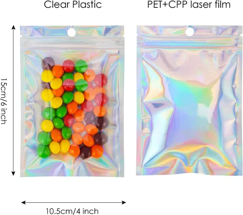 Miniatura 2 de Bolsas resellables de Mylar 100 unidades de 4 x 6 pulgadas Bolsa de mylar a prueba de olores, sellado térmico, bonita lámina de embalaje