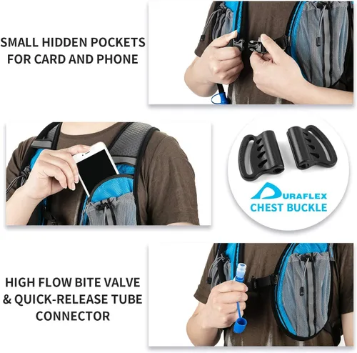 Miniatura 4 de Mochila de hidratación Mochila de agua para correr con vejiga de hidratación de 2L, paquetes de chaleco de hidratación de ciclismo aislado
