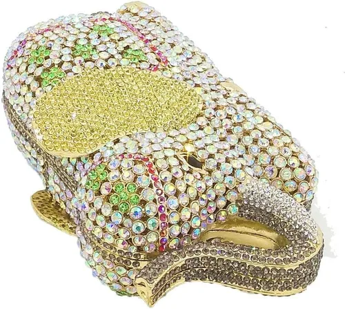 Miniatura 7 de Boutique De FGG Elefante de noche embragues bolsos de mano de metal cristal embrague Minaudiere boda carteras y bolsos nupciales