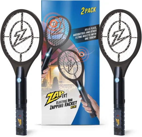 Miniatura 13 de Zap It Bug Zapper - Raqueta mata mosquitos recargable de 4000 voltios, cable de carga USB, Paquete de 2 Amarillo