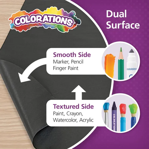 Miniatura 3 de Colorations Rollo de papel de doble superficie Suministros para el aula para artes y manualidades Negro (36" x 1000') (Artículo # DSBK)