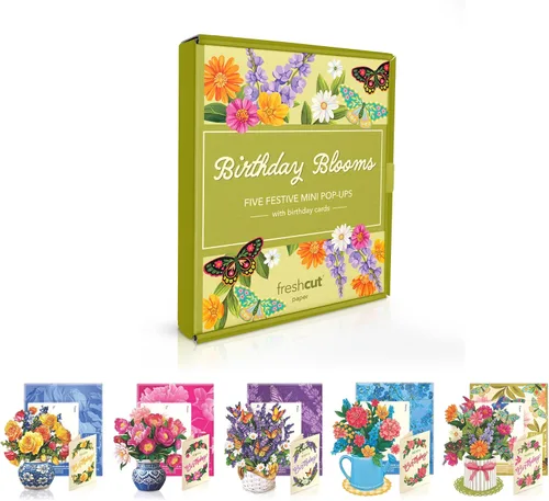 Miniatura 14 de Freshcut Paper Tarjetas desplegables, juego de 12 mini ramos de flores con tarjeta a juego, tarjetas de felicitación de flores emergentes 3D de 6