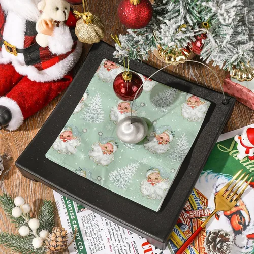 Miniatura 4 de 80 servilletas de Navidad verdes de Papá Noel desechables para almuerzo, servilletas de mano para suministros de fiesta, decoración de mesa
