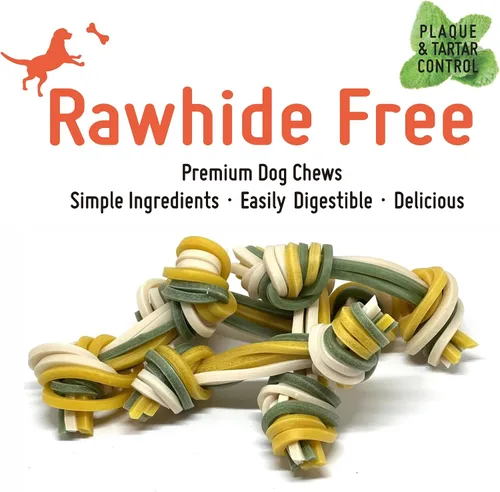 Miniatura 4 de LuvChew Trata de perro de hilo dental triple libre de cuero crudo 15 unids/bolsa