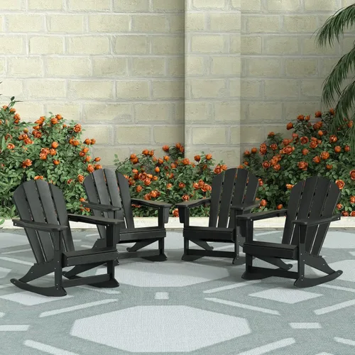 Miniatura 125 de WestinTrends Silla mecedora Malibu de poliéster para exterior/patio Adirondack, Negra