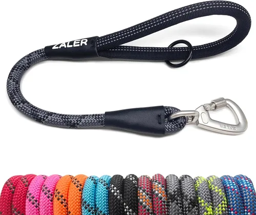 Miniatura 15 de ZALER Correa Corta para Perro, Correas de Tráfico de Cuerda de 26 Pulgadas para Perros, Correa Reflectante para Perro con Anillo en O, Correa Negro