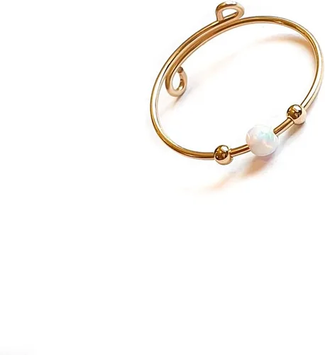 Miniatura 2 de Anillo de ansiedad anti estrés, anillo giratorio de ópalo blanco ajustable para aliviar el estrés