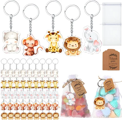 Miniatura 9 de Wettarn Juego de 50 regalos de oso para baby shower, regalos de fiesta de baby shower, recuerdos de devolución para invitados, incluye llaveros