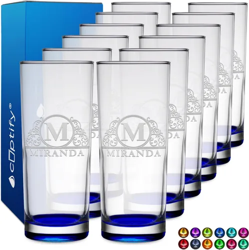 Miniatura 30 de Highball personalizado de 10.5 onzas con fondo negro, vaso Collins alto personalizado, cóctel de bebida mixta recta, inicial con nombre de regalo