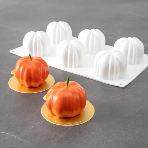 Miniatura 4 de Restaurantware - Molde para pastel de calabaza de 6 cavidades de Pastel, 1 molde de calabaza 3D listo para horno - Molde de silicona blanca