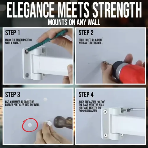 Miniatura 5 de Tendedero de pared para lavandería - Perchero secador de ropa plegable con giro de 180°, capacidad de 220 libras, construcción de aluminio