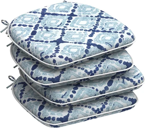 Miniatura 57 de DYTXIII Juego de 2 cojines para sillas de exterior con lazos, almohadillas repelentes al agua para sillas de patio de 17 x 16 pulgadas para muebles
