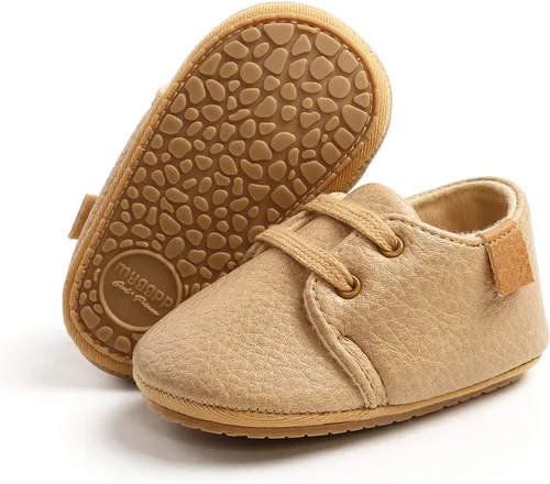 COSANKIM Zapatos para bebés niños y niñas, zapatos de piel sintética con cordones para bebés, suela de goma antideslizante, mocasines para recién
