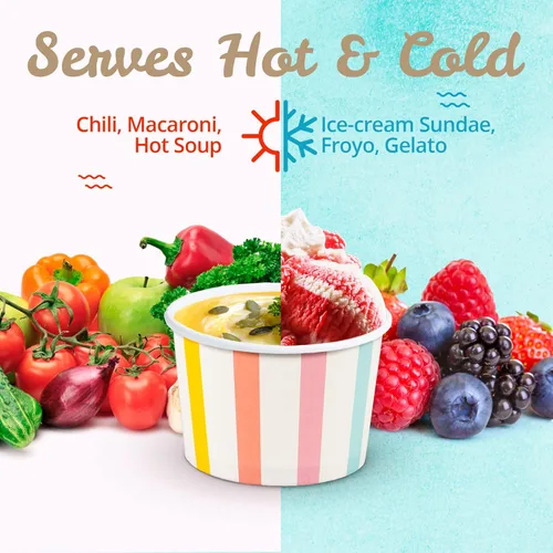 Miniatura 7 de MATICAN Tazas de papel para helado, 50 unidades de 5.5 onzas, cuencos desechables para postres para alimentos calientes o fríos, suministros