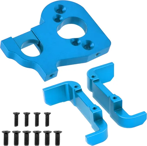 Soporte de montaje de motor de metal y soporte de batería compatible con Wltoys 144001 144002 124016 124017 124019 124018 RC Car (azul)