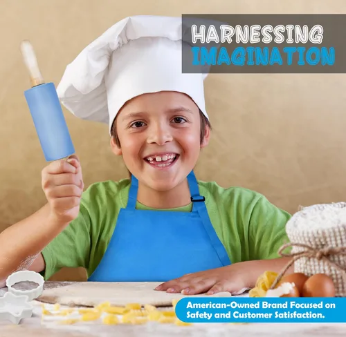 Miniatura 4 de PERLLI Juego de cocina real para niños para cocinar y hornear, 31 piezas. Regalo para chef junior con utensilios reales, estuche y juego
