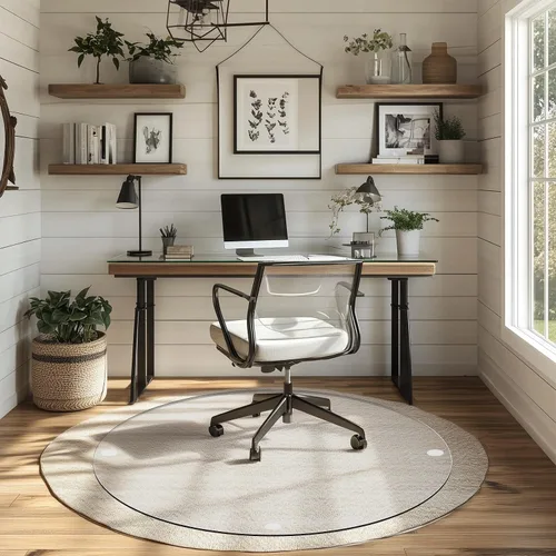 Miniatura 2 de Tapete redondo para silla de oficina para alfombra y madera dura, mejorado de 36 x 36 pulgadas, tapete de vidrio templado de doble uso para silla
