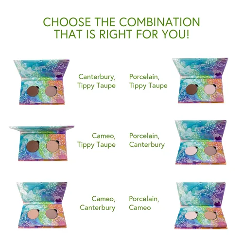 Miniatura 5 de Honeybee Gardens Mini Skinny Duo sombra de ojos compacta en Canterbury y Cameo, duradero, recargable y personalizable, vegano, sartenes de 1.024 in