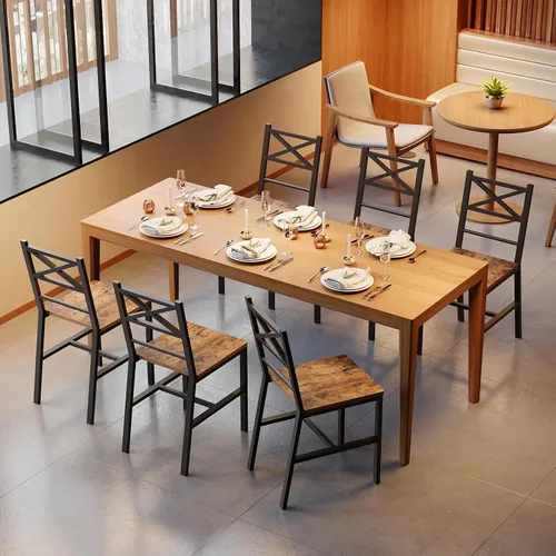 Miniatura 6 de MAHANCRIS Juego de 2 Sillas de Comedor, Sillas de Cocina de Madera Rústica con Respaldo, Sillas de Comedor Estilo Granja para Cocina, Silla