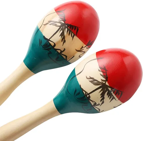 Miniatura 4 de Maracas - Batidoras de madera de colores grandes, sonajeros, percusión de mano de arena del martillo, gran instrumento musical con ritmo de salsa