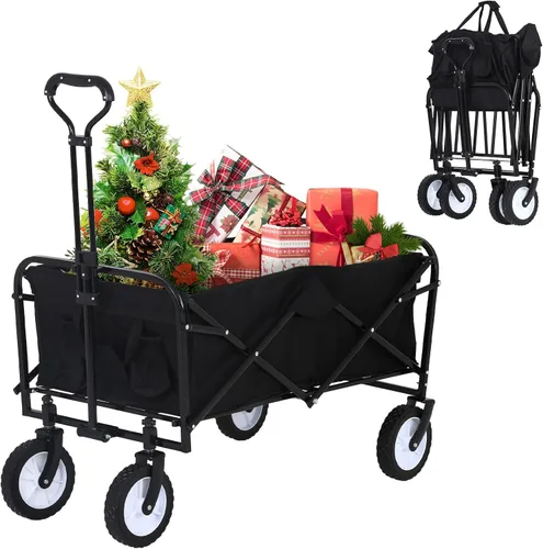 Miniatura 10 de HKLGorg Carrito plegable con ruedas, resistente, portátil, plegable, con asa, para campamento, comestibles, playa, (azul)