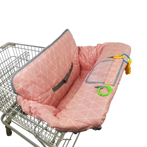 Fundas para carrito de compras para niña, funda de algodón para silla alta, cojín para carrito de comestibles para bebés, lavable a máquina (rosa)