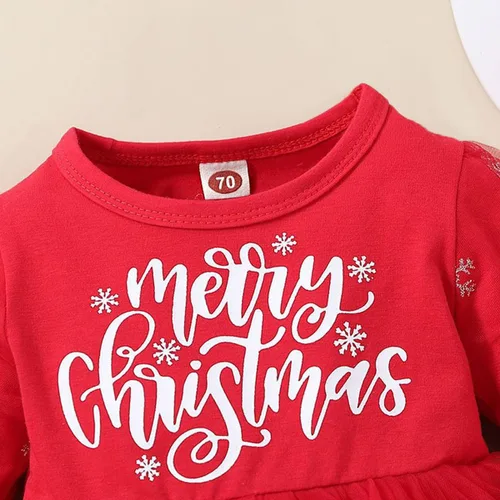 Miniatura 5 de Traje de Navidad para bebé, lindo traje de escalada con diadema, vestido rojo de una pieza para niñas de 0 a 3 años