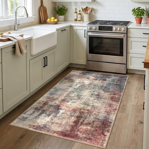 Miniatura 810 de IOHOUZE Alfombra abstracta lavable de 3 x 12 pies para pasillos, antideslizante para cocina, camino de entrada de lana sintética para interiores