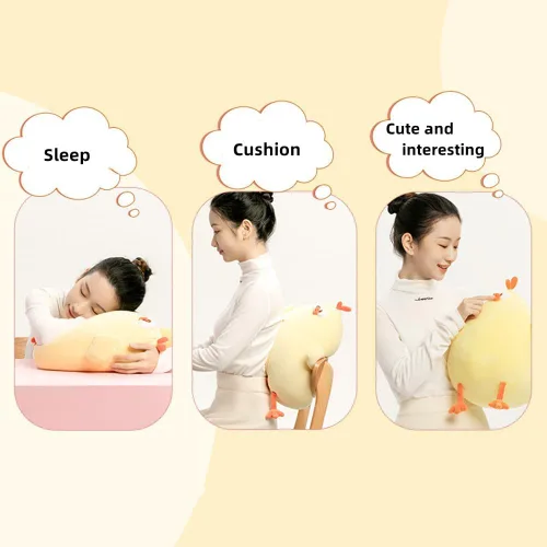 Miniatura 9 de XIYUAN Almohada de felpa de pollo gordo súper suave, juguete de peluche de 17.7 pulgadas, divertida almohada de cuello de pollo amarillo, animal