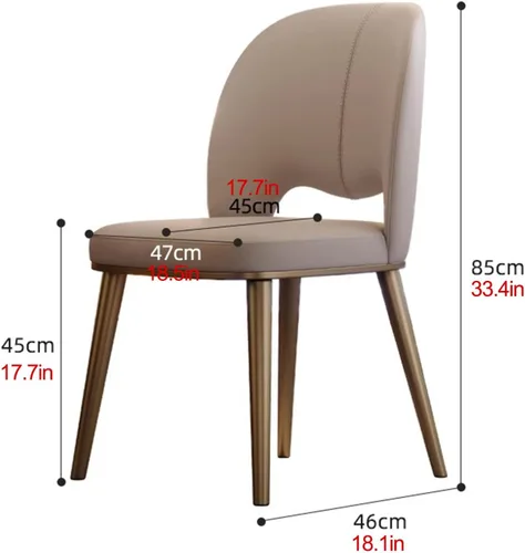 Miniatura 2 de Sillas de comedor de cocina, sillas de comedor curvadas de piel sintética, silla sin brazos con patas de metal, silla de sala de estar para hoteles
