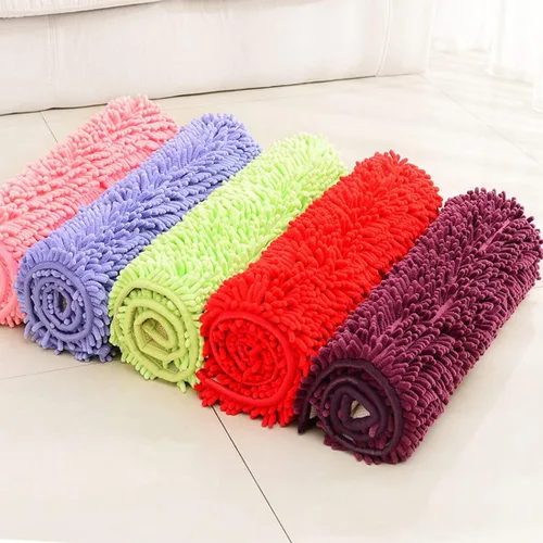 Miniatura 3 de Alfombra de baño de felpilla de felpa color beige, antideslizante, gruesa, lavable, de secado rápido, tapete de ducha lanudo y suave, rectangular