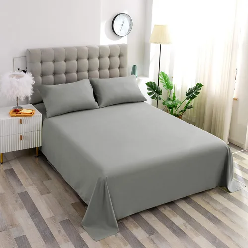 Miniatura 5 de Sfoothome Sábana Bajera Gris Tamaño Individual con Bolsillo Profundo, Libre de Arrugas - Sábana de Microfibra Cepillada con Bolsillo Profundo
