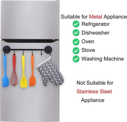 Miniatura 6 de Soporte magnético para utensilios de 6 ganchos, organizador de herramientas para refrigerador, gabinete de metal, estufa de metal, parrilla, barbacoa