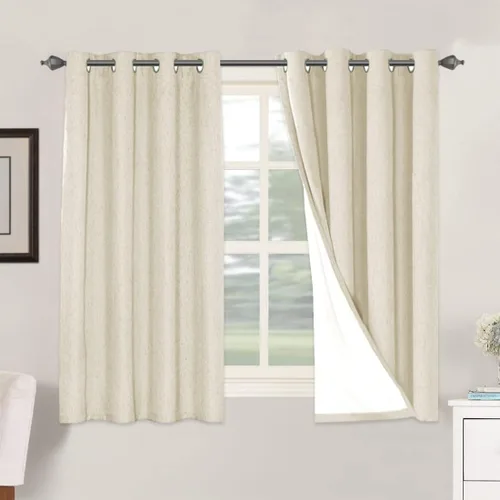 Miniatura 189 de H.VERSAILTEX Cortinas opacas de lino de 72 pulgadas de largo, 100% absolutamente opacas, con aislamiento térmico, con textura de lino, cortinas