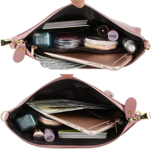 Miniatura 4 de YALUXE Clutch Wristlet - Cartera de piel auténtica con bloqueo RFID y cadena de hombro
